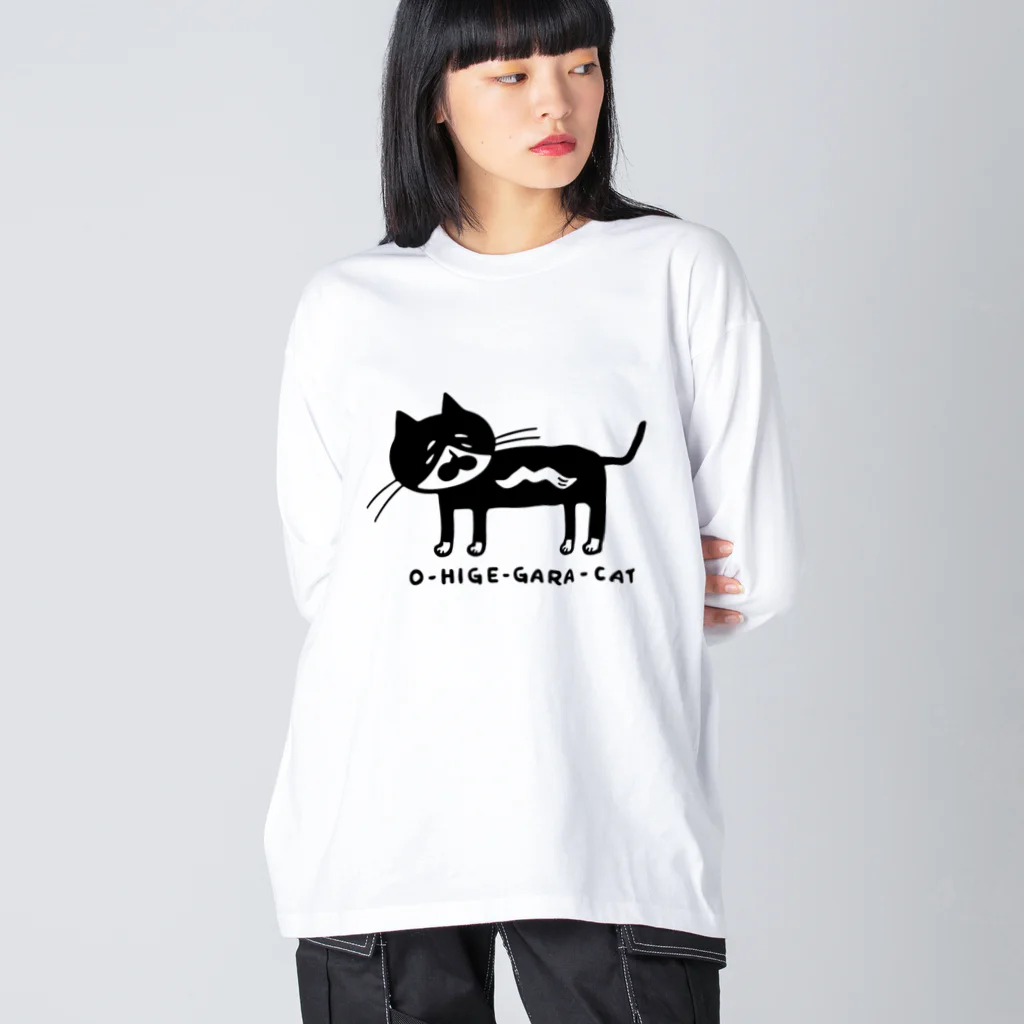 お髭ショップのお髭柄キャット ビッグシルエットロングスリーブTシャツ