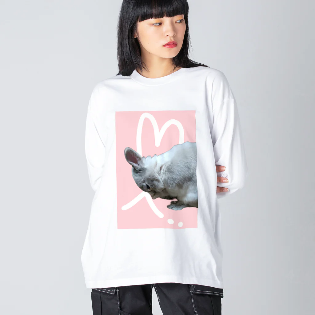 ぽぽこ🐰SHOPのくしくしバニラたん. ハートver ビッグシルエットロングスリーブTシャツ