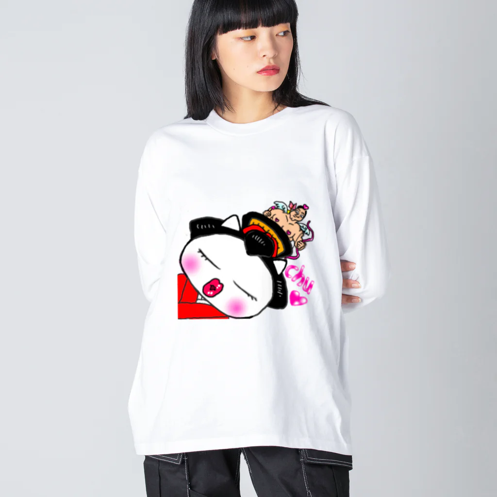 Happy Fun goodsの舞妓ねこ　接吻 Big Long Sleeve T-Shirt