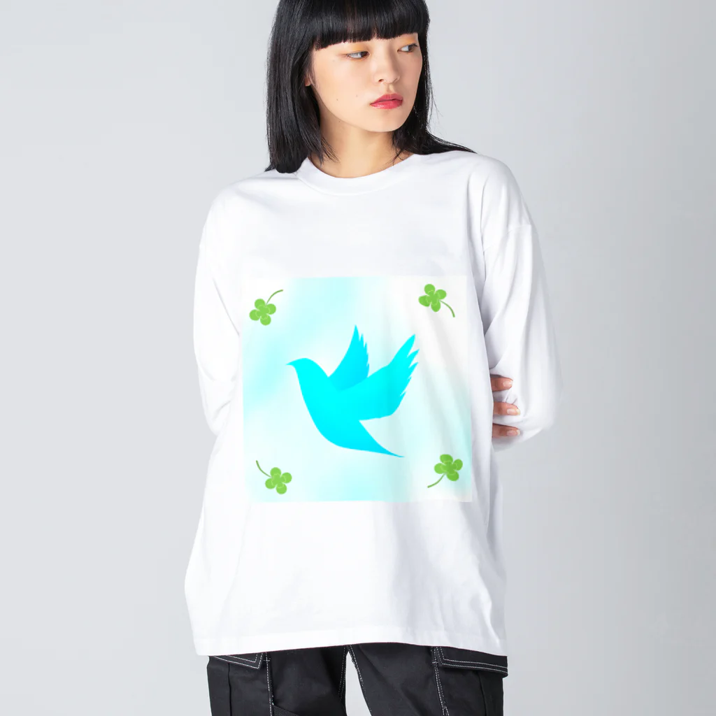 武者小路夕桐の青い鳥と四葉 ビッグシルエットロングスリーブTシャツ