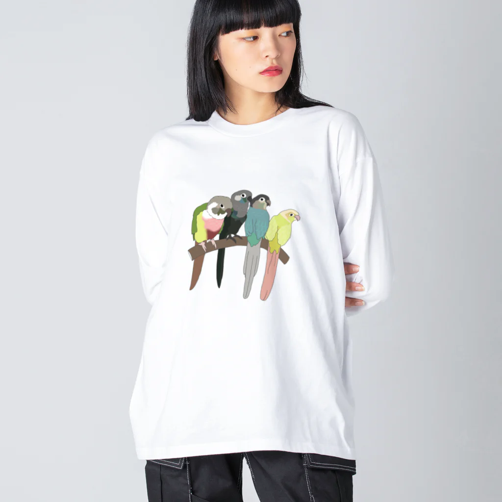 masumi maedaの寄り添う　ウロコインコ　 Big Long Sleeve T-Shirt