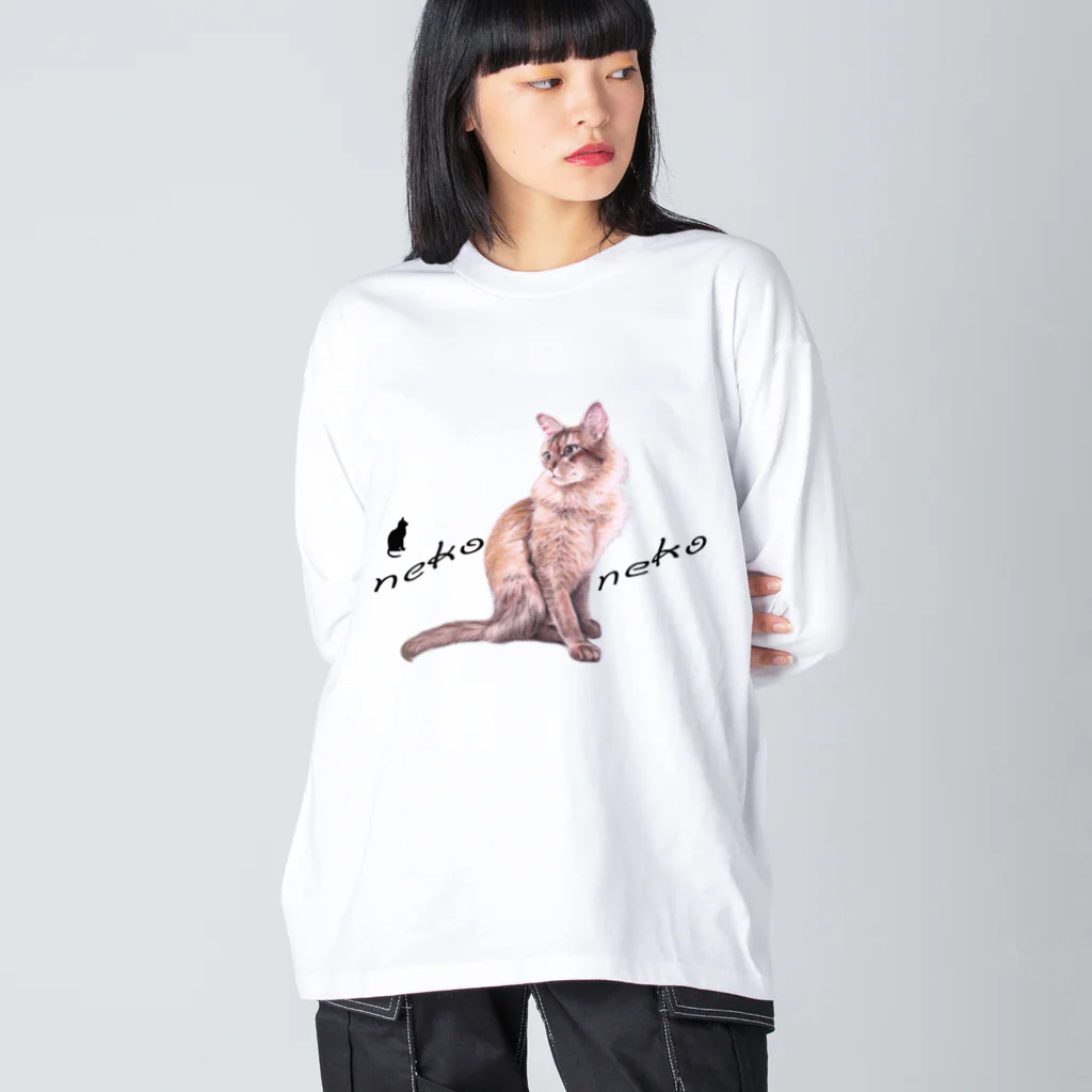 Ａｔｅｌｉｅｒ　Ｈｅｕｒｅｕｘのパステル💗ねこねこ　ライムくん Big Long Sleeve T-Shirt