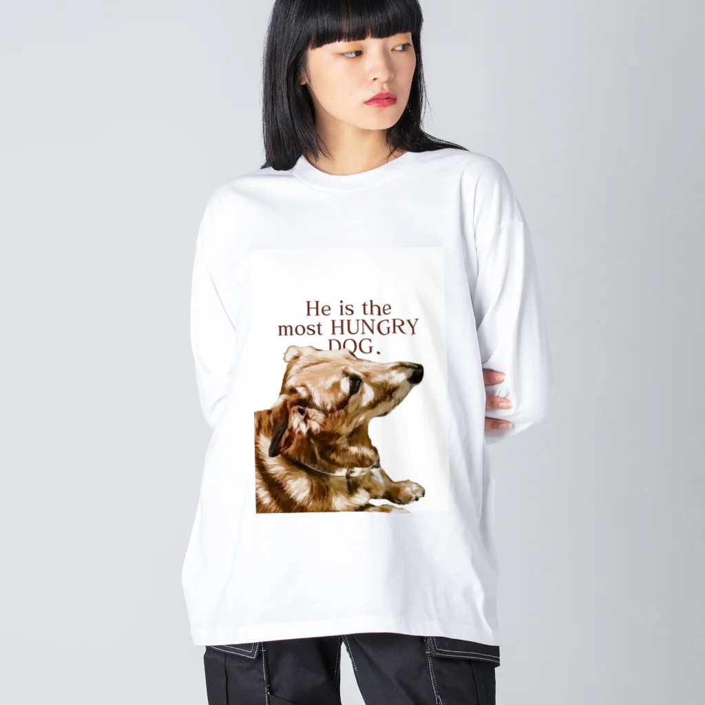 the most "DOG"のhe is the most hungry dog. RED ビッグシルエットロングスリーブTシャツ