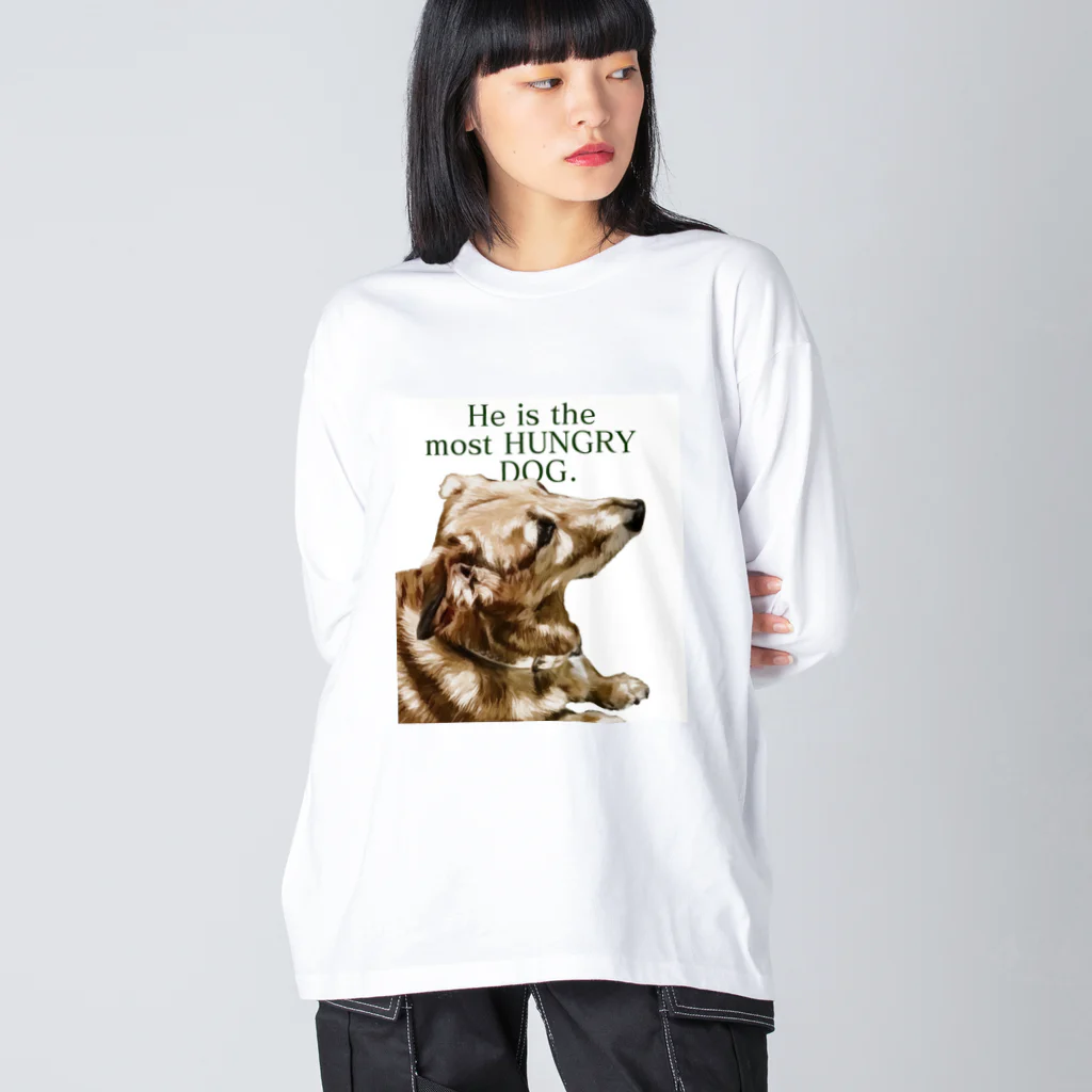 the most "DOG"のhe is the most hungry dog. GREEN ビッグシルエットロングスリーブTシャツ