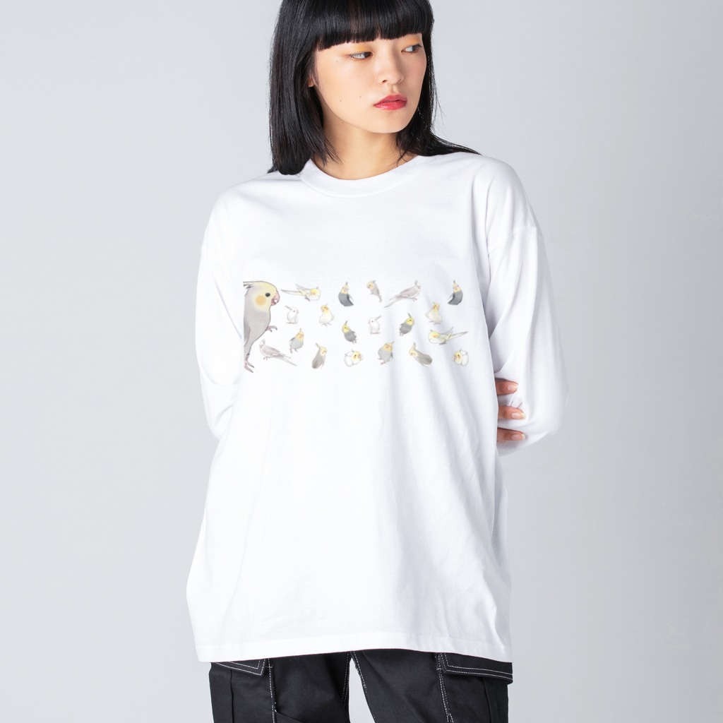 まめるりはことりのあつまれオカメインコちゃん【まめるりはことり】 Big Long Sleeve T-Shirt