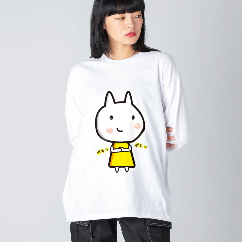 Drecome_Designの【悪巧み】うさねこ【腹黒】 ビッグシルエットロングスリーブTシャツ