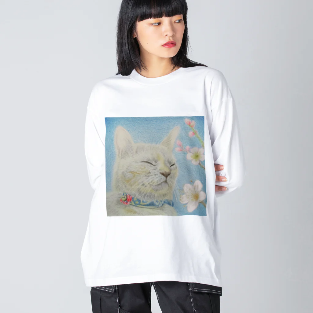 理絵のねこ ぬくぬく Big Long Sleeve T-Shirt