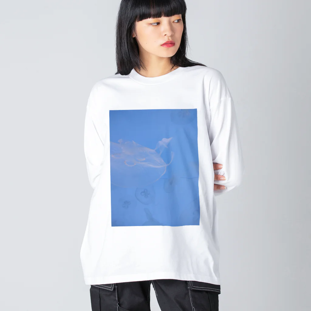 YURURIのくらげblue ビッグシルエットロングスリーブTシャツ