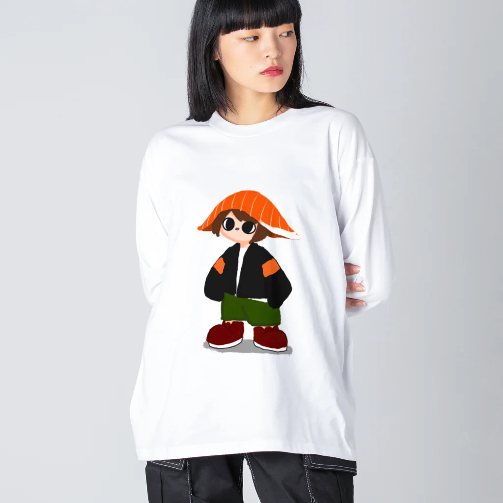 Sigawaの水彩風すしずきん ビッグシルエットロングスリーブTシャツ