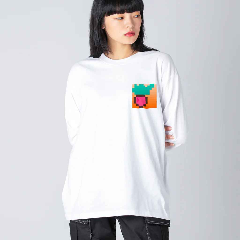 Seeds of happinessのラッキー大根#22（背景あり） Big Long Sleeve T-Shirt