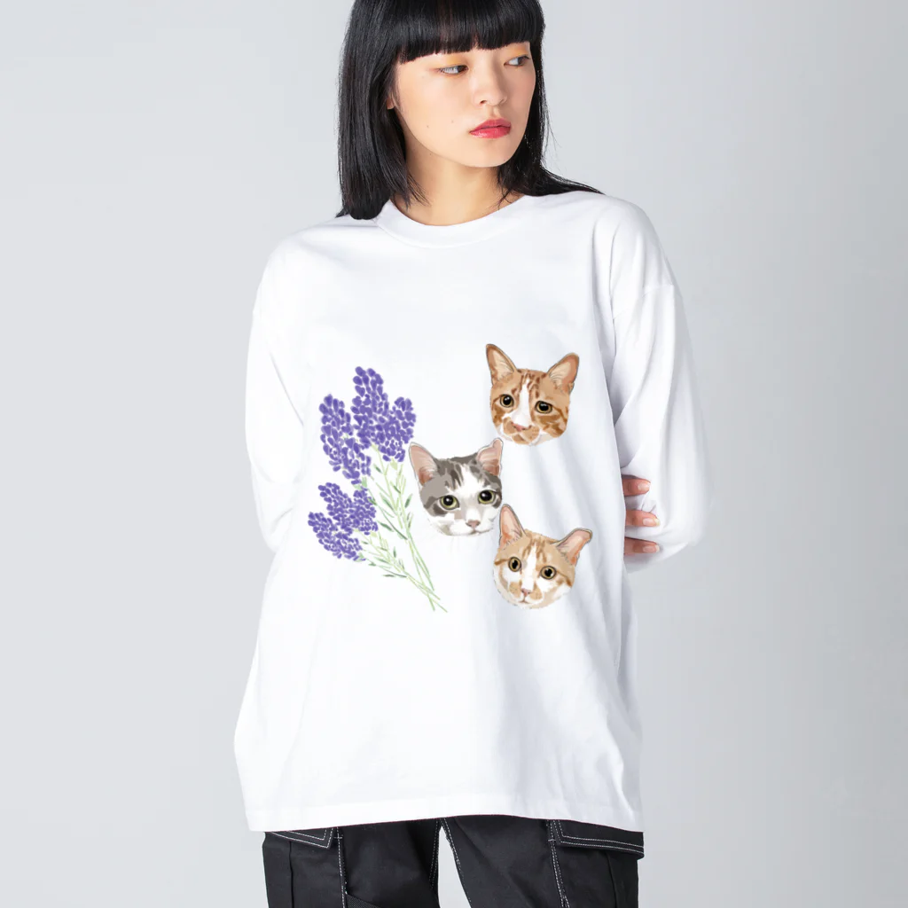 みきぞーん｜保護猫 ミッキー画伯と肉球とおともだちのrui & ram & Ta-chan Big Long Sleeve T-Shirt