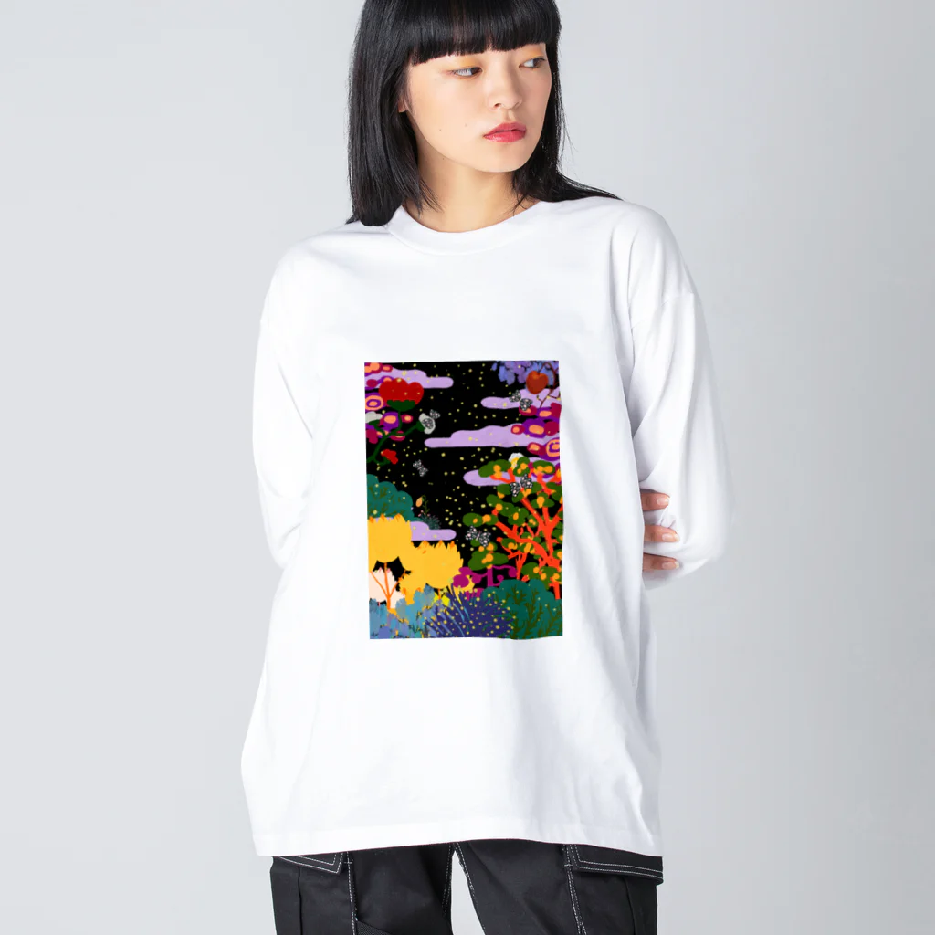 Marikoのサイケデリックフラワータウン ビッグシルエットロングスリーブTシャツ