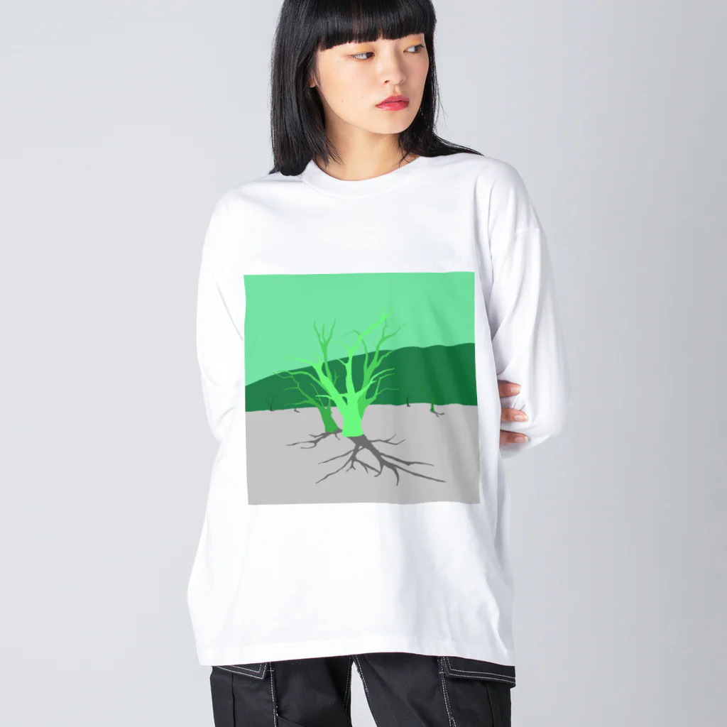 Niebuhrのdead vlei green ビッグシルエットロングスリーブTシャツ