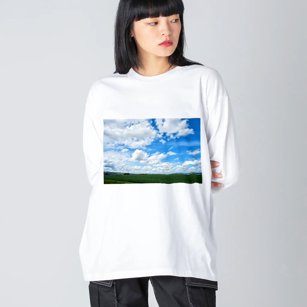 nekonote0の青い空 ビッグシルエットロングスリーブTシャツ