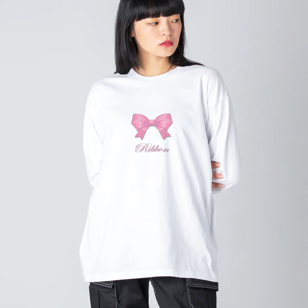 savannahのRibbon-Pink Big Long Sleeve T-Shirt