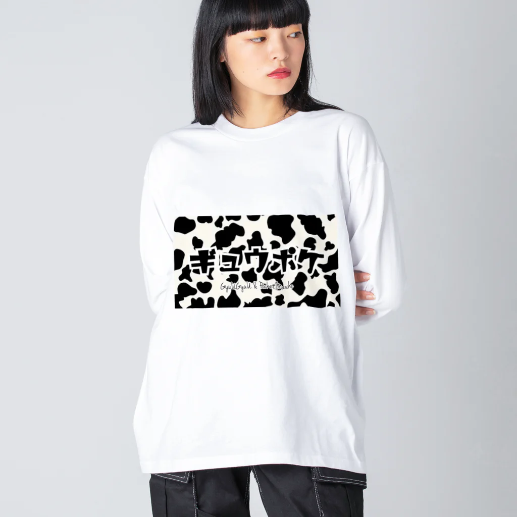 GyuUGyuUのギュウポケロゴ牛柄 ビッグシルエットロングスリーブTシャツ