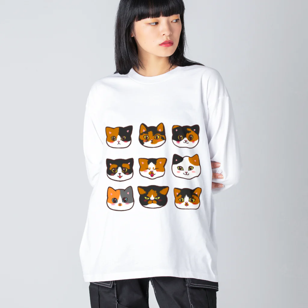 ふわにゃんshopのうちのミケちゃん ビッグシルエットロングスリーブTシャツ