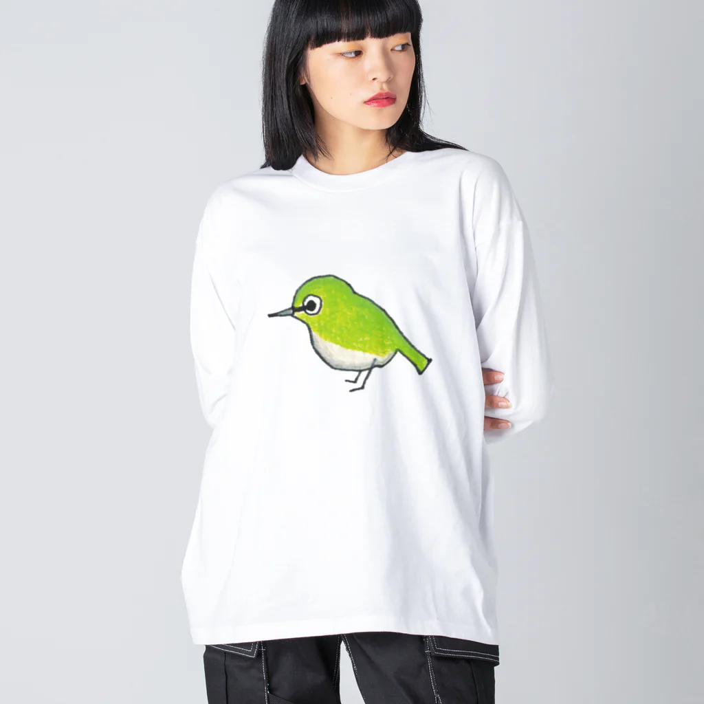 森図鑑の[森図鑑] ぽつんとメジロ Big Long Sleeve T-Shirt