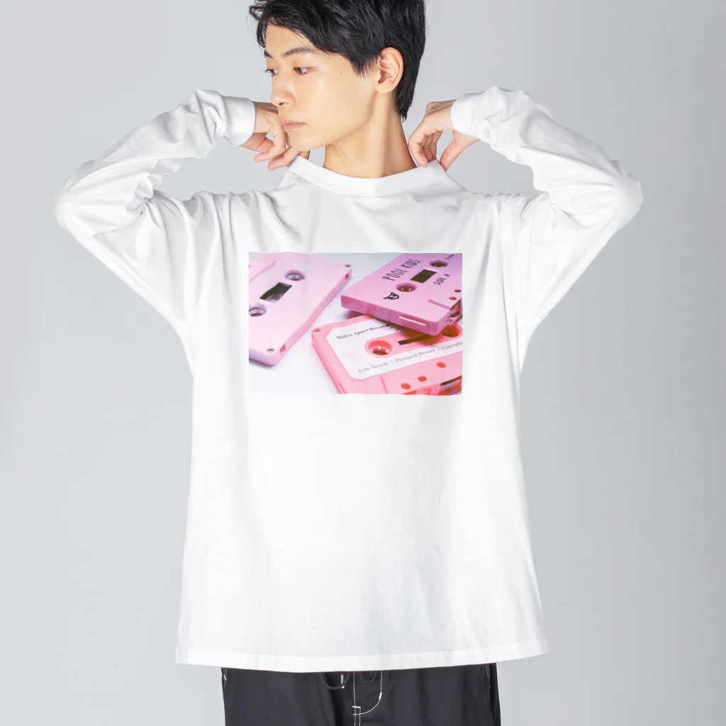 柠檬電影倶楽部のカセットテープ　pink フォトTシャツ ビッグシルエットロングスリーブTシャツ