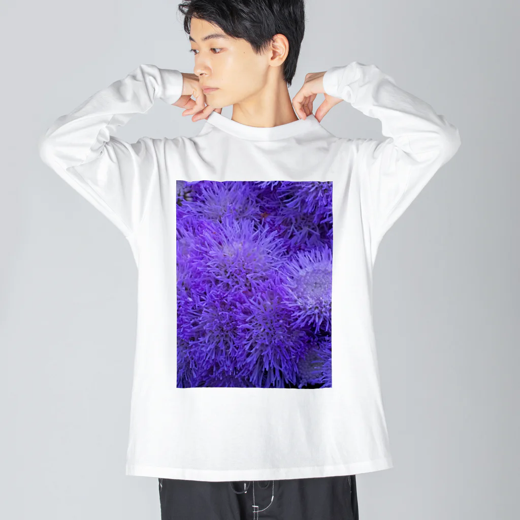 piroskaのふわふわ紫色の花 Big Long Sleeve T-Shirt