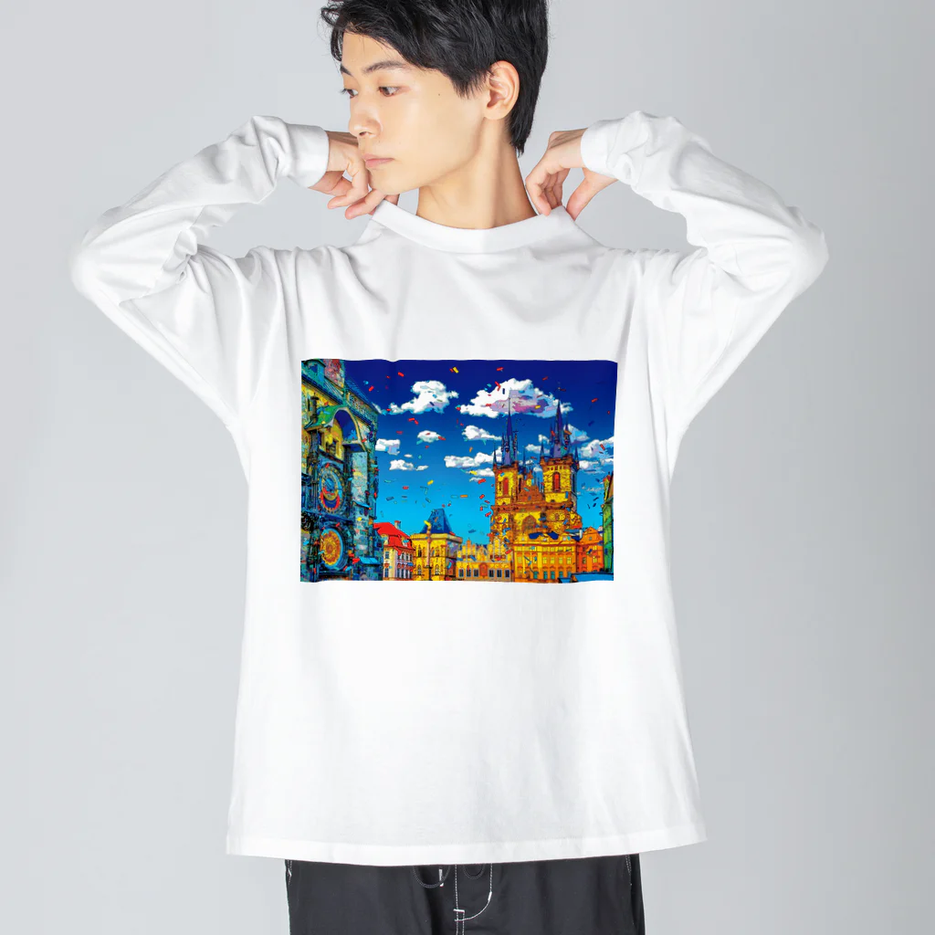 GALLERY misutawoのチェコ プラハの天文時計とティーン教会 Big Long Sleeve T-Shirt