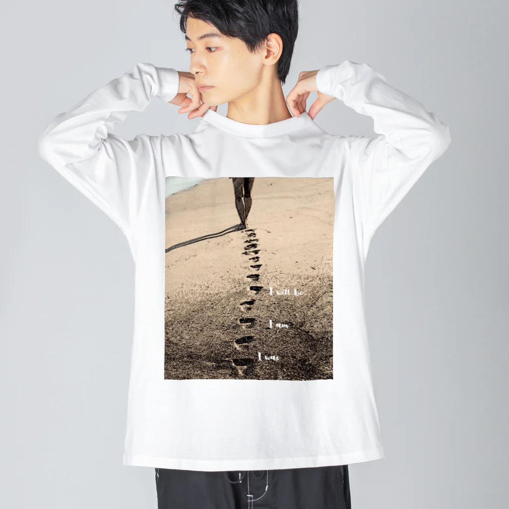 aoi.aoの砂浜の上の足跡 - I was, I am, I will be Big Long Sleeve T-Shirt