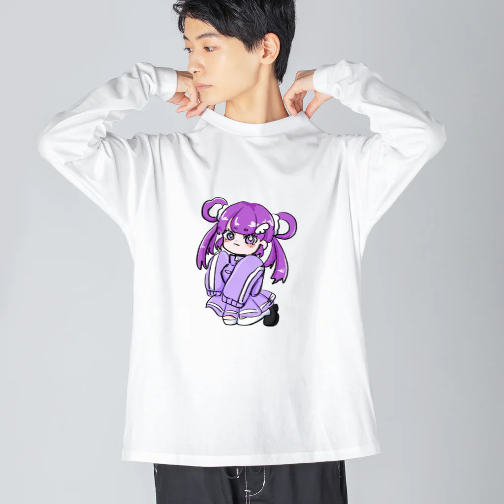 海蘭の紫ジャージちゃん(透過) ビッグシルエットロングスリーブTシャツ