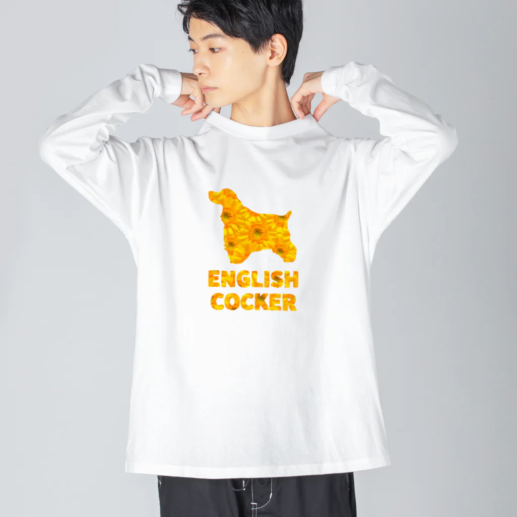 onehappinessのイングリッシュコッカースパニエル　ガーベラ Big Long Sleeve T-Shirt