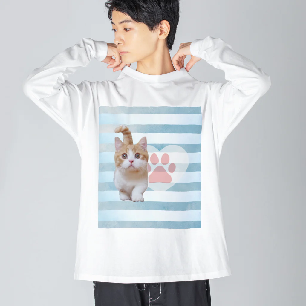 ねこねこ王国のさわやかにゃ猫とらちゃん２ ビッグシルエットロングスリーブTシャツ