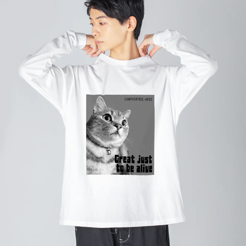 BIKOのBIKO　(Great just  to be alive) white ビッグシルエットロングスリーブTシャツ