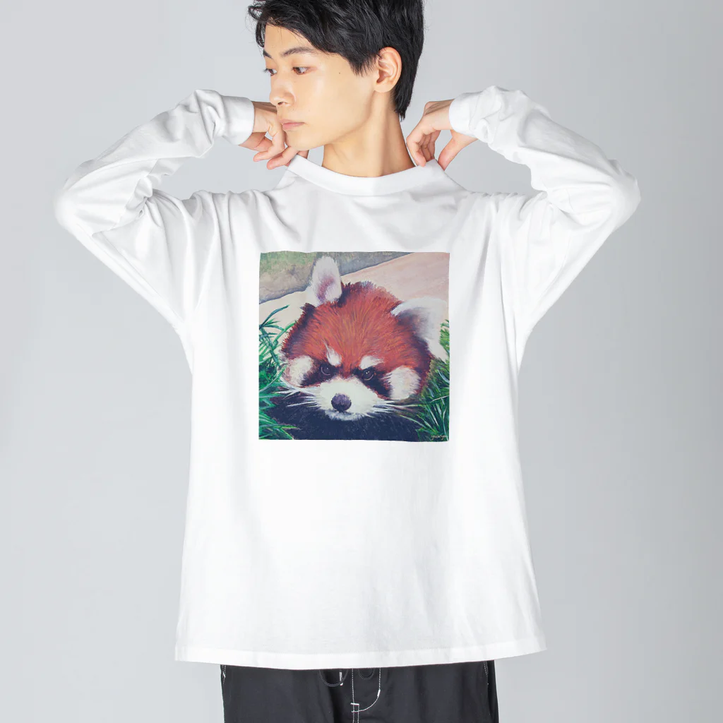 🐶シュナといろいろ🎨のキリッとしたレッサーパンダ ビッグシルエットロングスリーブTシャツ