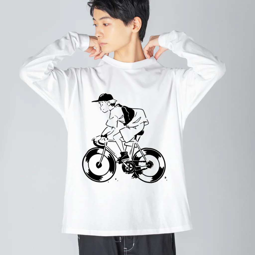 山形屋米店のピストバイクでポタリング ビッグシルエットロングスリーブTシャツ