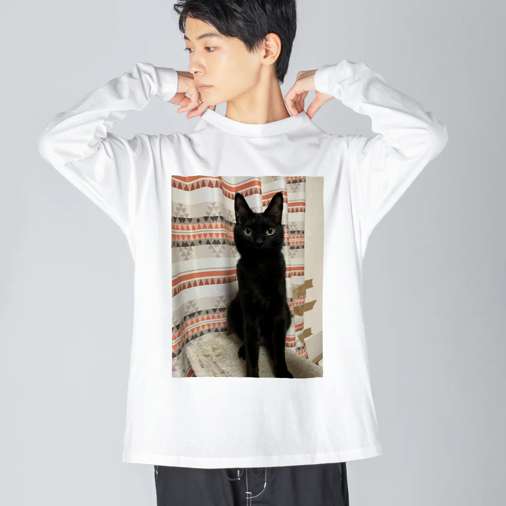 キキの黒猫ショップの黒ネコちゃん ビッグシルエットロングスリーブTシャツ