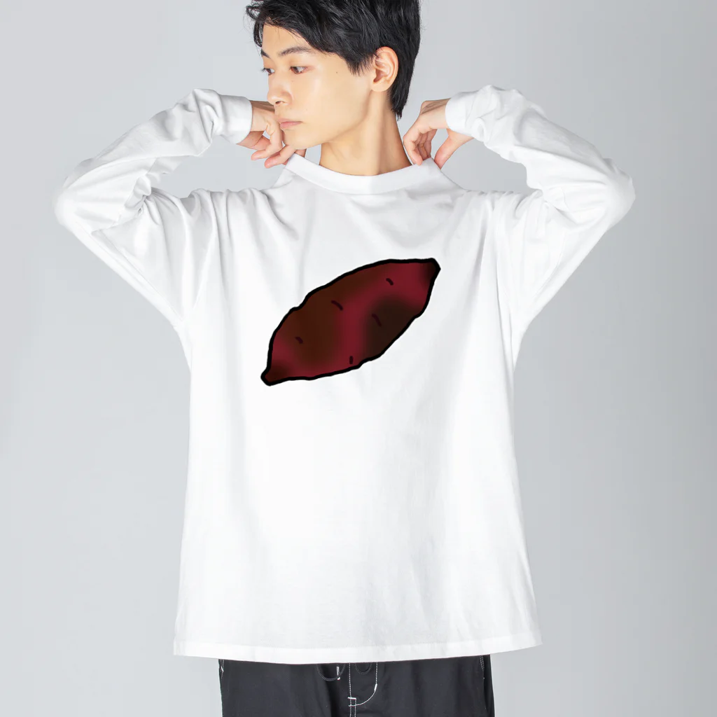 脂身通信Ｚの【両面プリント】のぼり旗♪焼きいも1911 ビッグシルエットロングスリーブTシャツ