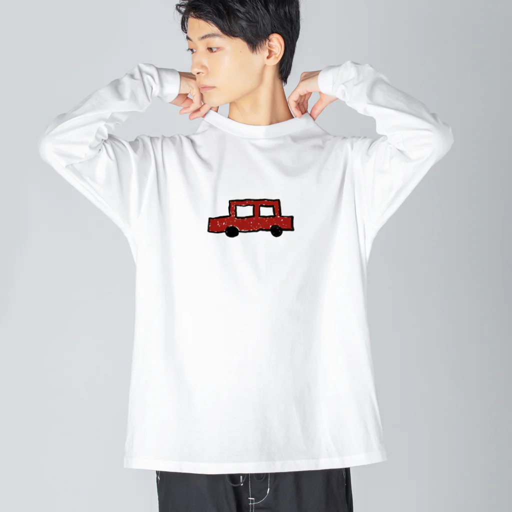 tamaccoの赤い車 ビッグシルエットロングスリーブTシャツ