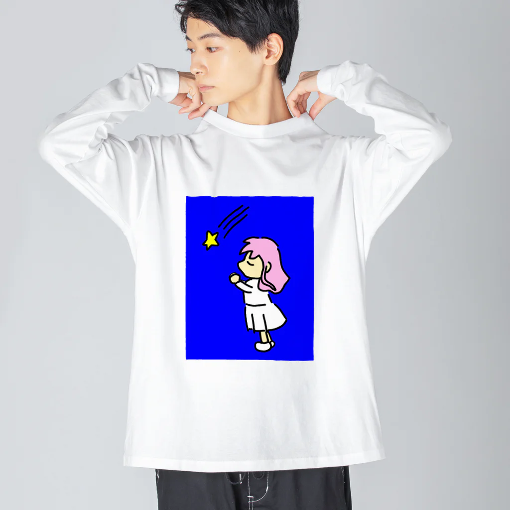 greetenの夜空　星に願いを ビッグシルエットロングスリーブTシャツ