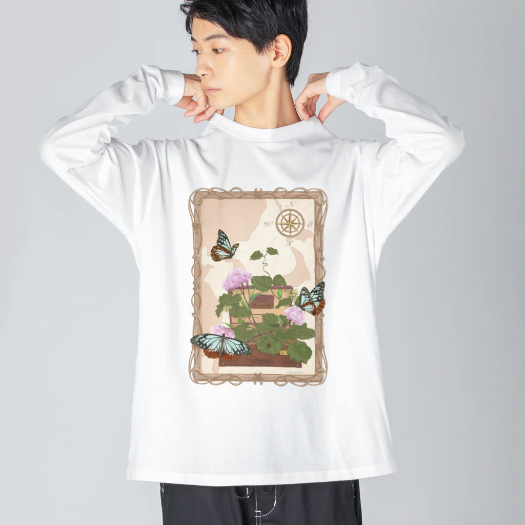 kitaooji shop SUZURI店のTraveling butterfly Big Long Sleeve T-Shirt