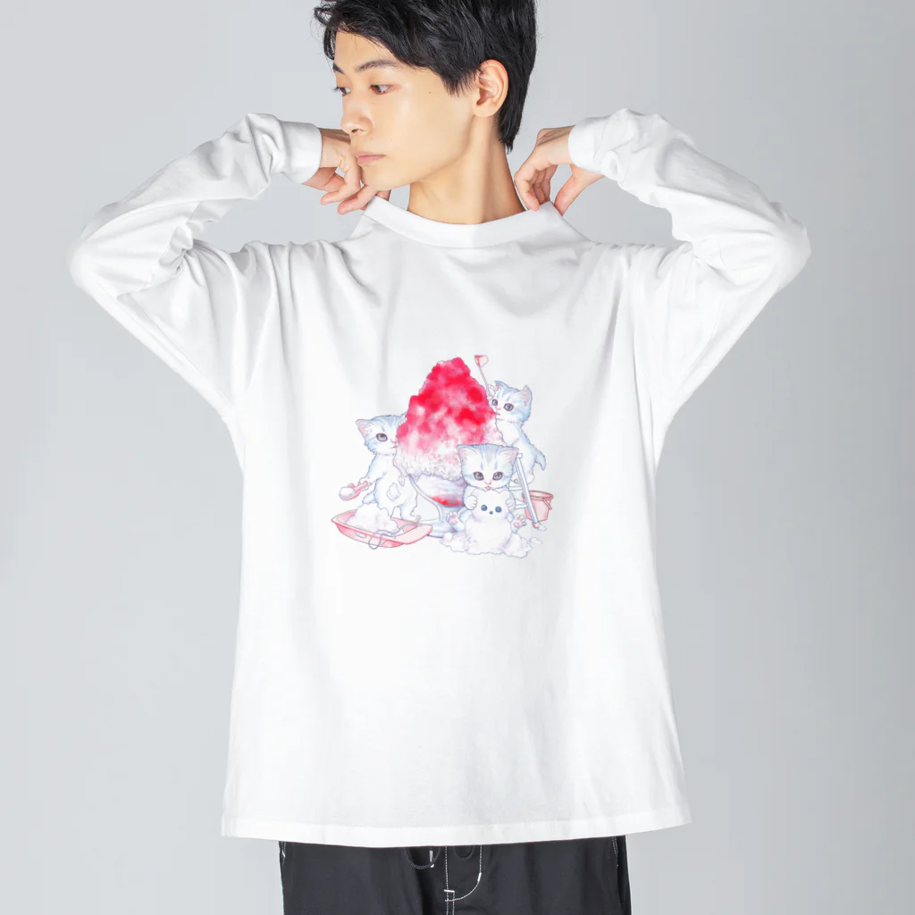 nya-mew（ニャーミュー）のかき氷大好き ビッグシルエットロングスリーブTシャツ