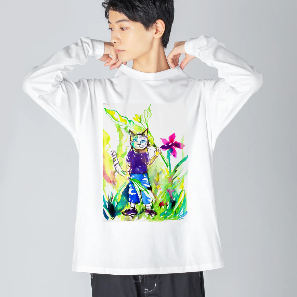 あおニャーマンの猫の少年 Big Long Sleeve T-Shirt