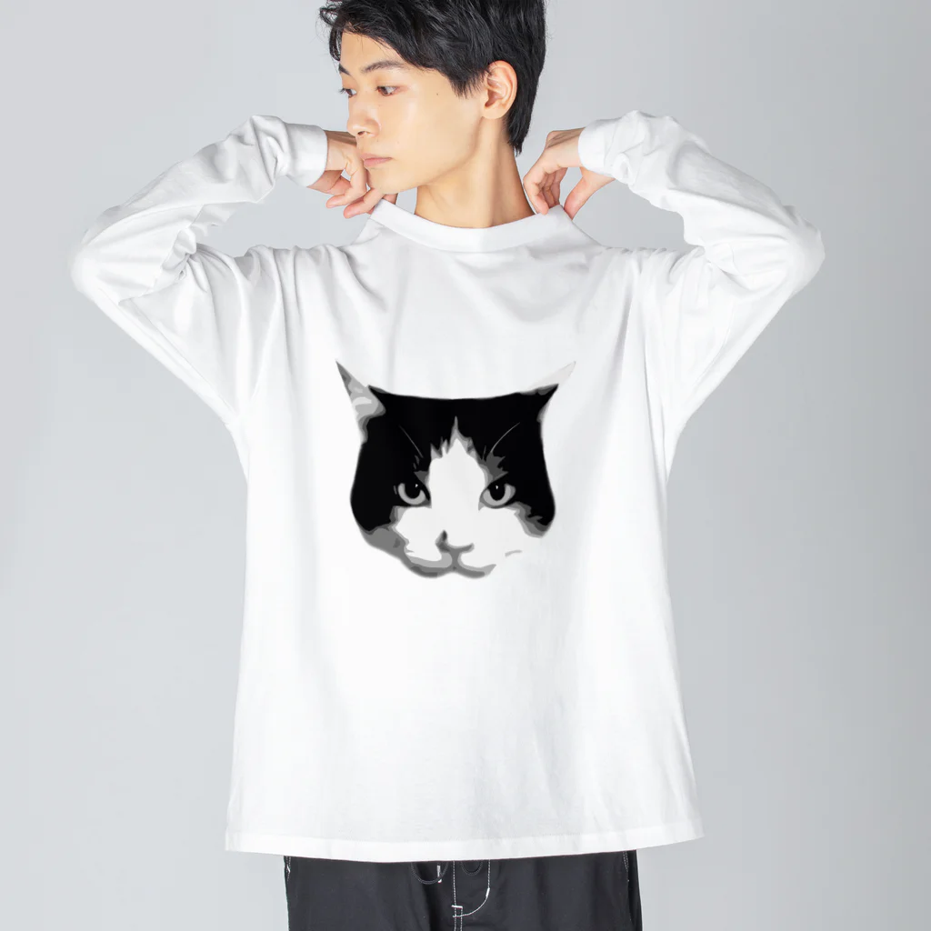 ハチワレちゃんのハチワレ猫　モノクロ02 Big Long Sleeve T-Shirt