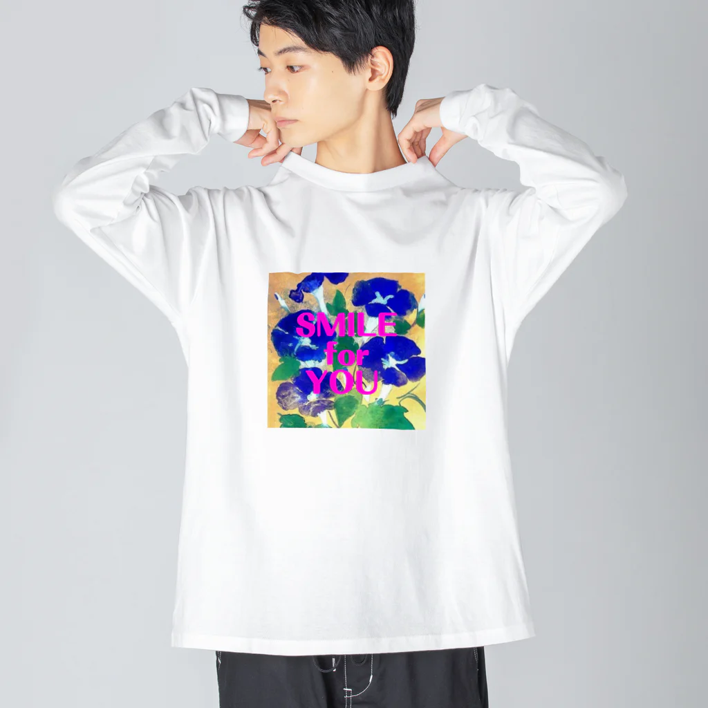 SUZURI.KEY-CHANのアサガオ7月24日誕生日花 ビッグシルエットロングスリーブTシャツ