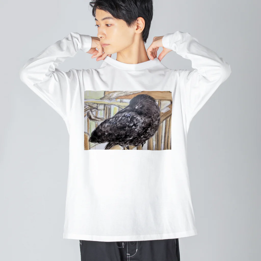 パート主婦しずかのオリジナルイラストグッズのカラスのハッピー Big Long Sleeve T-Shirt