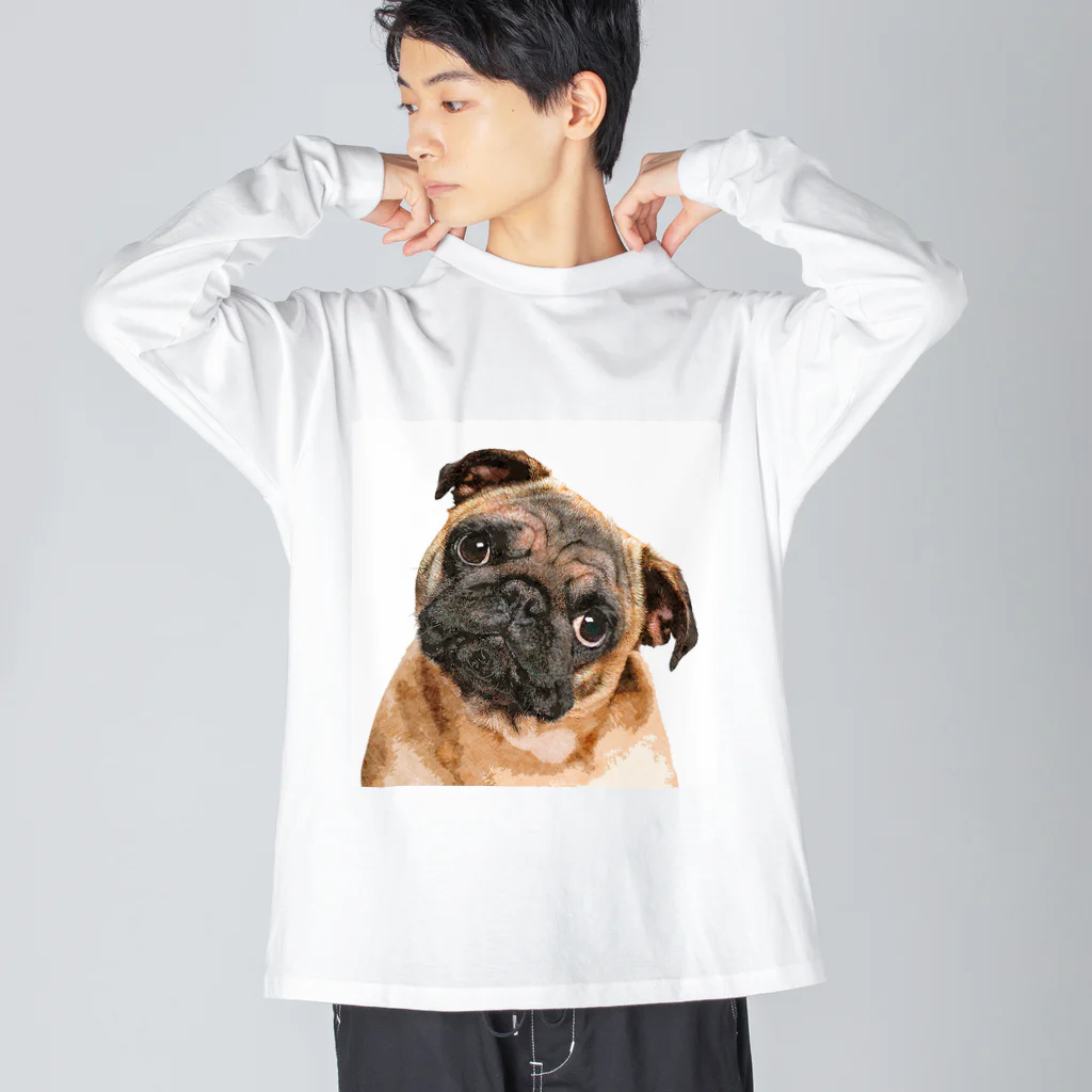 【CPPAS】Custom Pet Portrait Art Studioのパグドッグ Big Long Sleeve T-Shirt