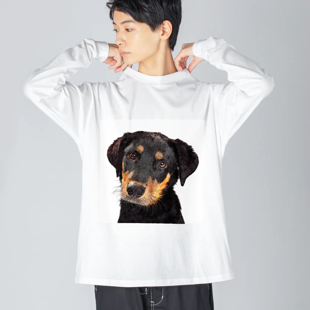 【CPPAS】Custom Pet Portrait Art Studioのかわいい子犬のロットワイラー Big Long Sleeve T-Shirt