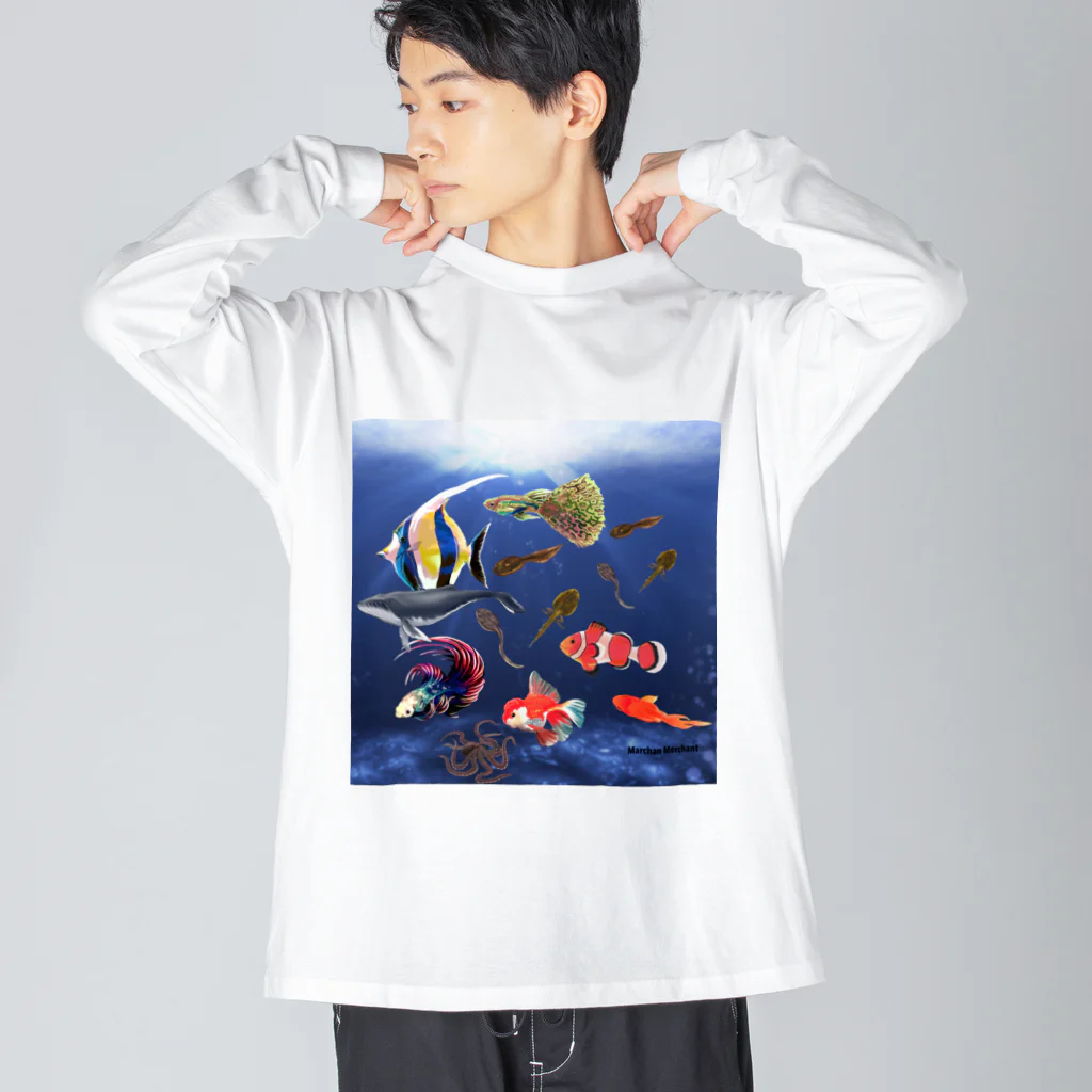 MarchanMerchantのMarchan 海に行く Big Long Sleeve T-Shirt