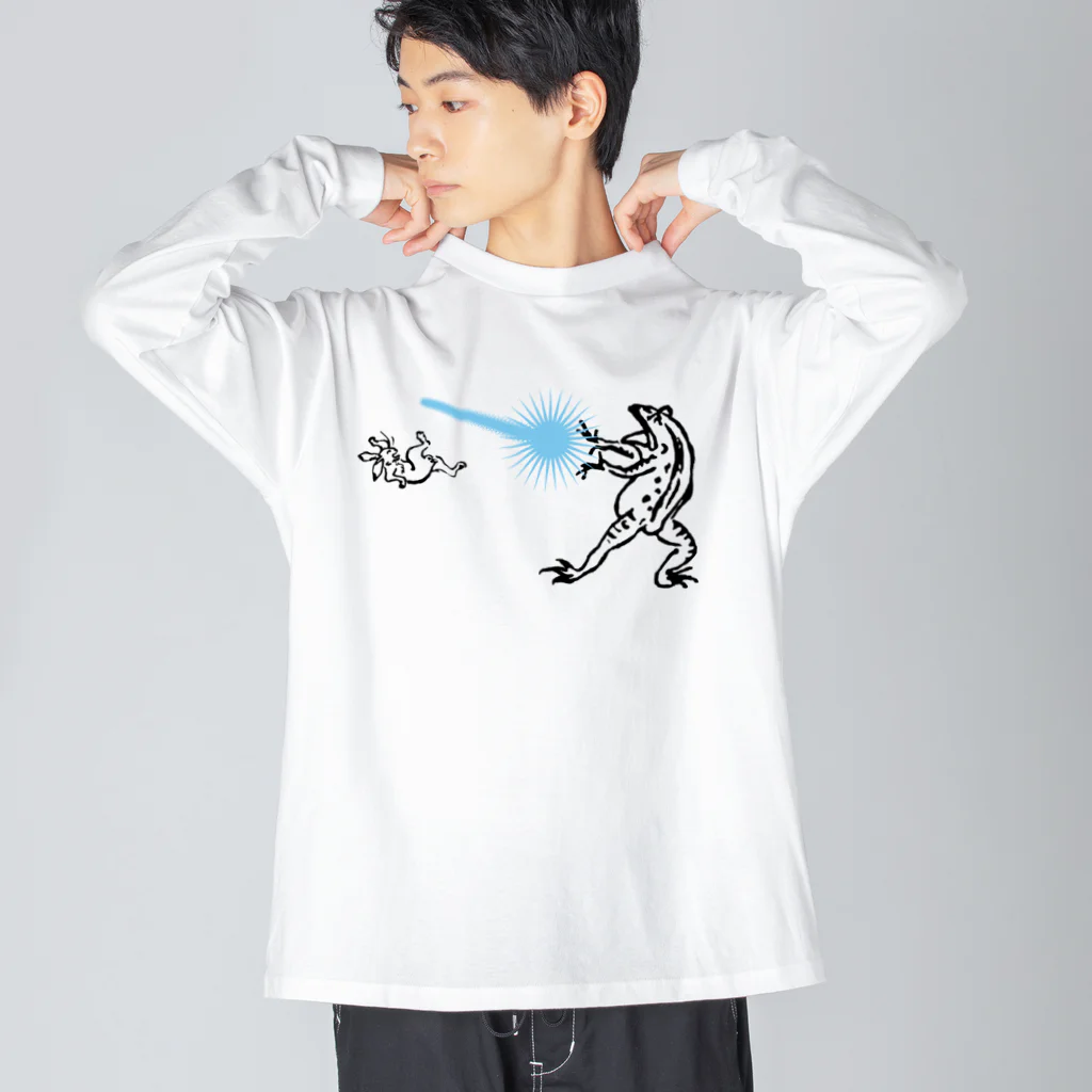 モルTの鳥獣人物戯画　カメハメ波 ビッグシルエットロングスリーブTシャツ