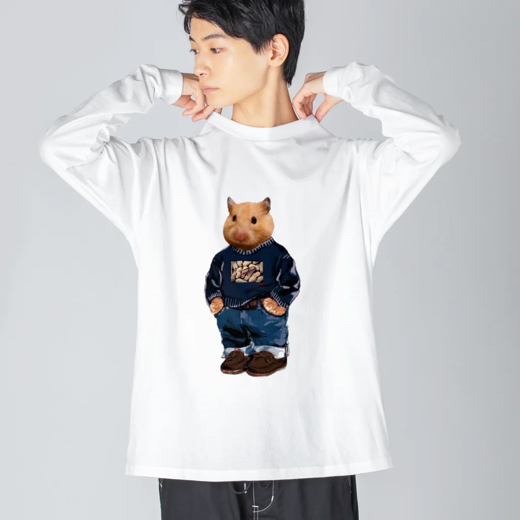 ことぷん の こぜにかせぎのはとふろーれん前面 ビッグシルエットロングスリーブTシャツ