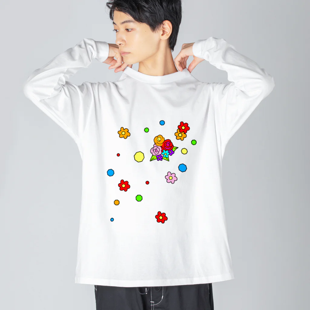 greetenのカラフル フラワー　花色 Big Long Sleeve T-Shirt