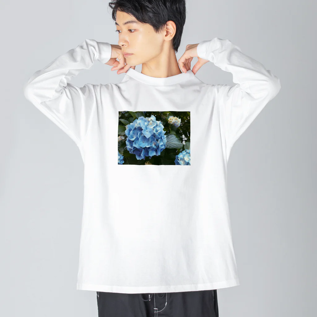 鯨田の紫陽花(あお) ビッグシルエットロングスリーブTシャツ