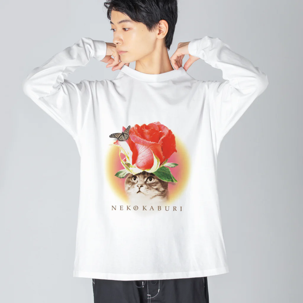 あっきー 🐈ねこ専門デザイナーのNEKOKABURI Big Long Sleeve T-Shirt